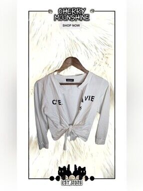 White C'est La Vie Tie-Front Women's Top